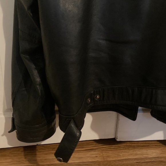 Mens Vintage Black Leather Jacket -- XXL - Picture 8 of 12